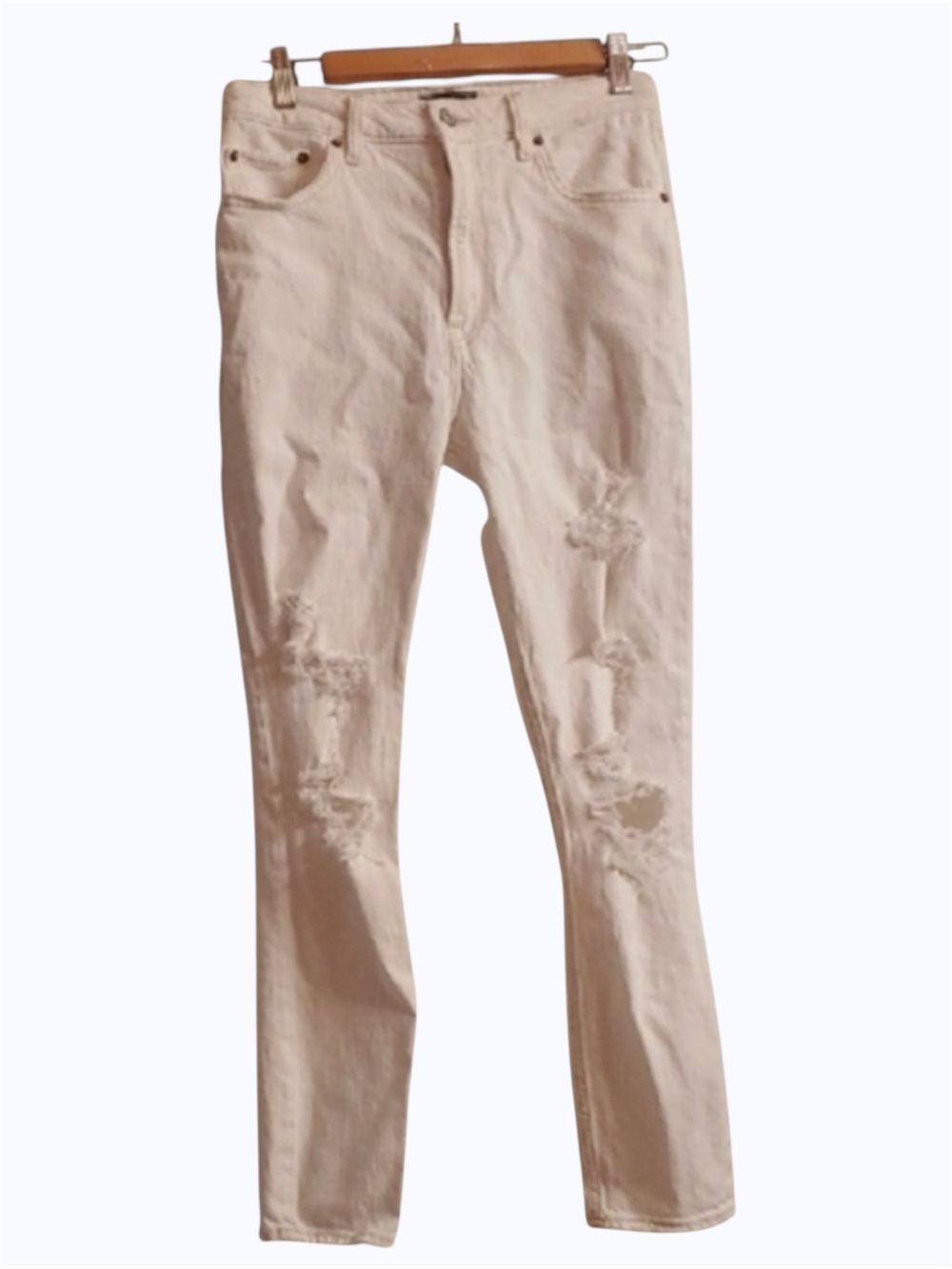 Abercrombie & Fitch Jeans Womens Size 4 White Distressed Ripped Simone High Rise